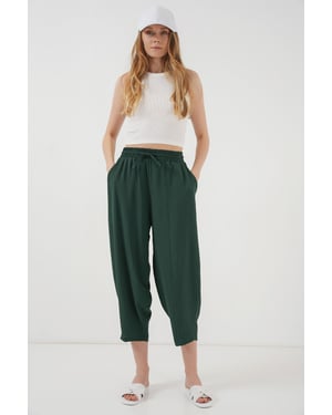 Gestructureerde Salwar Broek met Touwtjes Taille