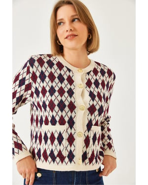 Jacquard Gebreide Vest met Zakken