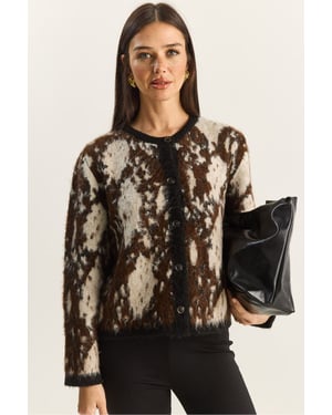 Jacquard Patroon Lange Mouw Knopen Cardigan