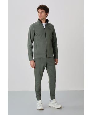 Heren Sweatshirt en Broek Set met Ritskraag