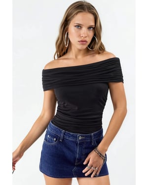 Een Schouder Drapé Blouse