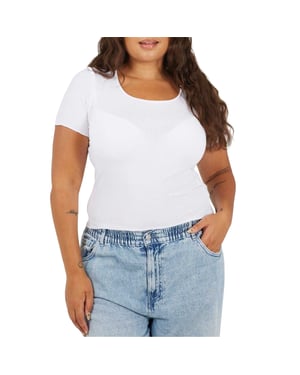 Brave Soul Dames/Dames Ronde Hals Plus Slank T-shirt (Wit)