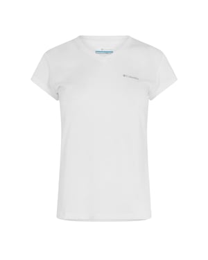 Columbia Dames-T-shirt met V-hals en logo, normale pasvorm (Wit)