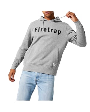 Firetrap Heren Grafische Fleece Hoodie (Grijze Mergel)
