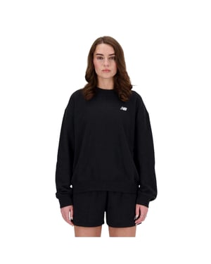 New Balance Dames-trui van scheerwol met ronde hals (Zwart)