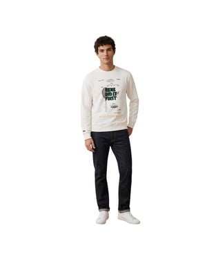 Lacoste Heren-sweatshirt van piqué met patentprint (Crème)