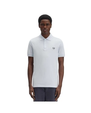 Fred Perry Heren Logo Katoenen Polo Shirt (Ijsblauw)