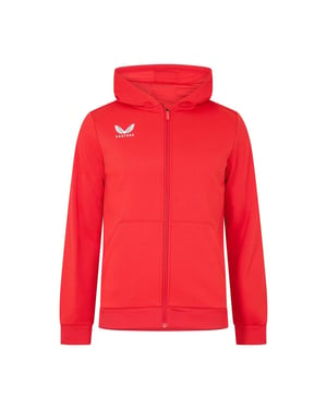 Castore Herenhoodie van geborsteld fleece met doorlopende ritssluiting (Echt rood)