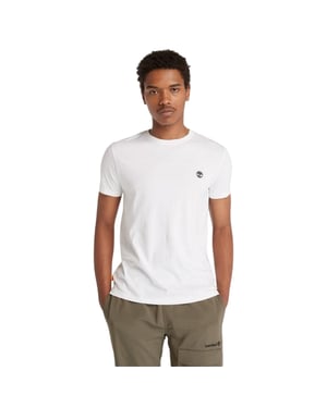 Timberland Heren-T-shirt met ronde hals en ‘River’-borduursel (Wit)