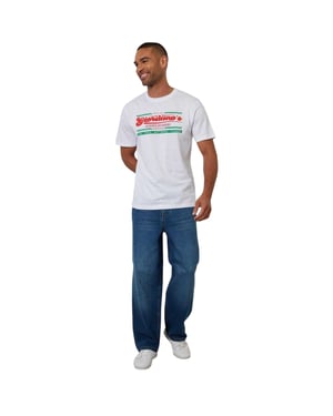 Threadbare Gebreid T-shirt voor heren met pizzaprint (Wit)