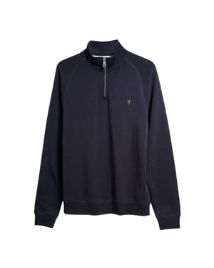 Farah Heren Quarter Zip Sweatshirt (Echte marine)
