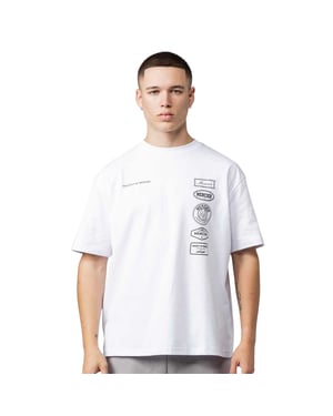 Mercier Oversized T-shirt met ronde hals en 2.0-badge voor heren (Wit)