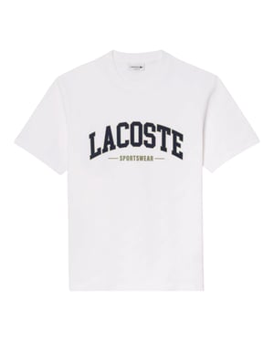 Lacoste Unisex Gebogen Logo T-shirt voor volwassenen (Wit)