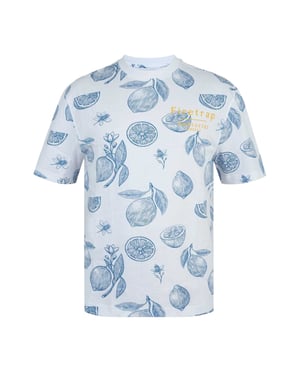 Firetrap Heren Lemon All-Over Print Oversized T-Shirt (Wit)