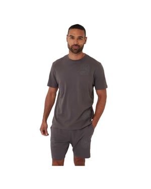 Threadbare Heren Geborduurd Bloemen Regular T-shirt (Leisteen)