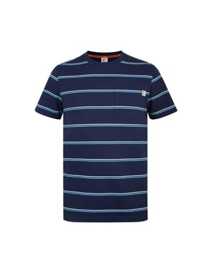 SoulCal Heren T-shirt met strepen en zak, normale pasvorm (Marine)