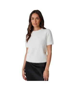 Threadbare Dames/Dames gebreide normale trui met korte mouwen (Wit)