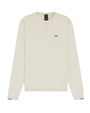 Boss Heren Geborduurde Logo Crew Hals Trui (Wit)