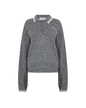 Jack Wills Gebreid poloshirt met kraag voor dames (Houtskool)