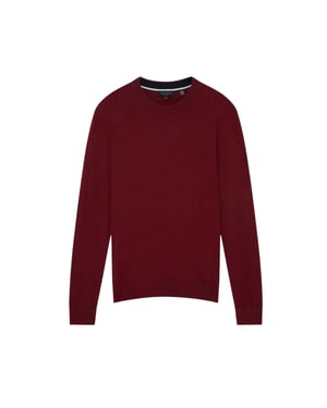 Ted Baker Heren Trui van Merinowol met lange mouwen (Ossenbloed)