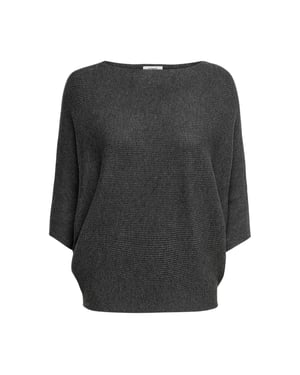 Enkel Dames Crew Neck Boxy Dolman Sweater Top (Donkergrijs Melange)