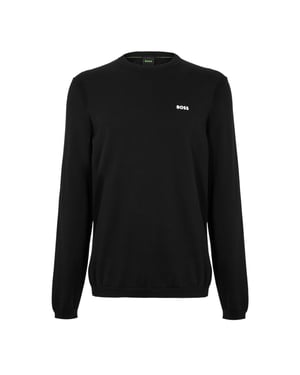Boss Heren Geborduurde Logo Crew Hals Trui (Zwart)