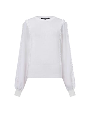 French Connection Dames Krista Rimpel Trim Trui Top (Wit)