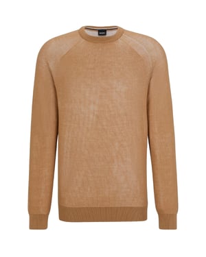 Boss Fijn gebreide raglantrui voor heren (Medium Beige)