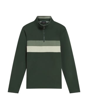 Ted Baker Heren Quarter Zip Fleece Top (Groen)
