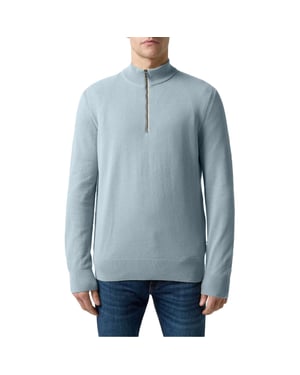 Boss Heren Ebrando-P gebreide trui met halve rits (Pastelblauw)