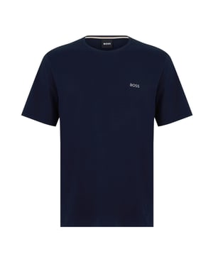Boss Heren T-shirt met ronde hals en korte mouwen in mix-and-match-stijl (Marine)