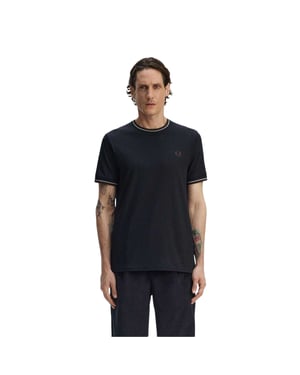 Fred Perry Heren T-shirt met tip (Marineblauw)