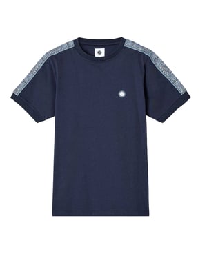 Pretty Green Heren-T-shirt met paisleyprint en bies (Marine)