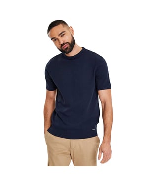 Threadbare Heren Crew Neck Regular T-shirt (Marine)