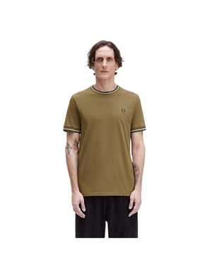 Fred Perry Heren T-shirt met tip (Blauw gearceerd)