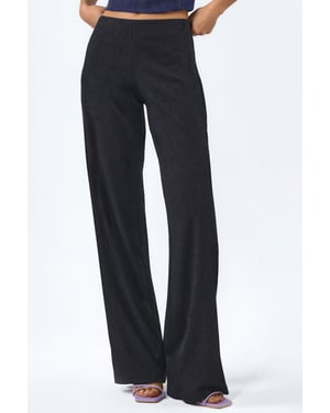 Hoge Taille Rechte Crepe Broek met Split