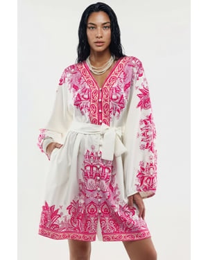 Gestrikt Mini-Jurk met V-hals in Paisley