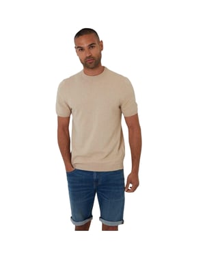 Threadbare Heren Crew Neck Regular T-shirt (Beige)