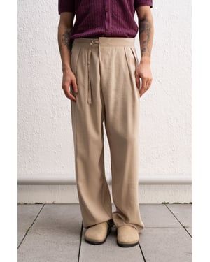 Heren hoge taille wijde been gebreide broek