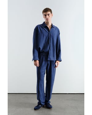 Heren midwaist wijde been gebreide broek
