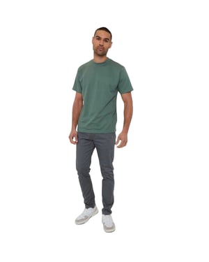 Threadbare Heren Textured Crew Neck Regular T-shirt (Donker bos)