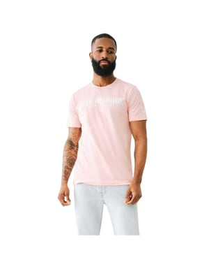 True Religion Heren Logo Foil Crew Neck T-Shirt (Roze)