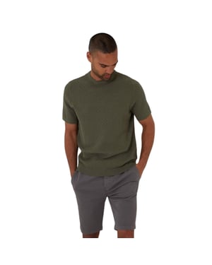 Threadbare Heren Textured Rib Knit Regular T-shirt (Donkere Salie)
