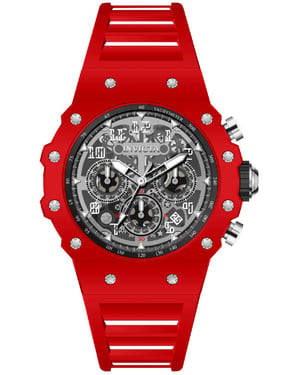 Invicta Racing 69676 Herenhorloge - Quartz Uurwerk - Acryl met Zilveren Wijzerplaat - 43 mm