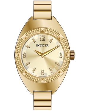 Invicta Mini Ring Watch 50641 Dameshorloge - Quartz Uurwerk - Roestvrij Staal met Gouden Wijzerplaat - 20 mm