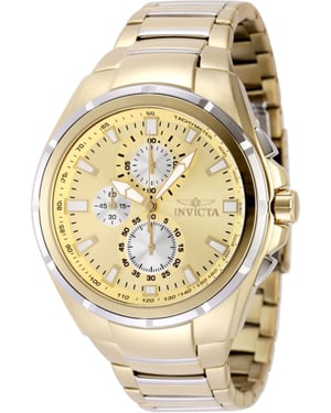 Invicta Sea Vulture 49085 Herenhorloge - Quartz Uurwerk - Roestvrij Staal met Gouden Wijzerplaat - 46 mm