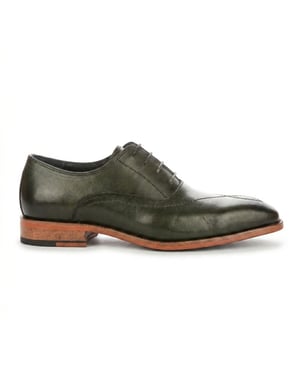 Justin Reess heren groene leren kruissteek met teenkap Oxford schoenen - Jett