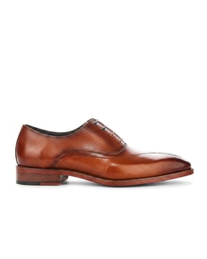 Justin Reess heren beige leren kruissteek met teenkap Oxford schoenen - Jett