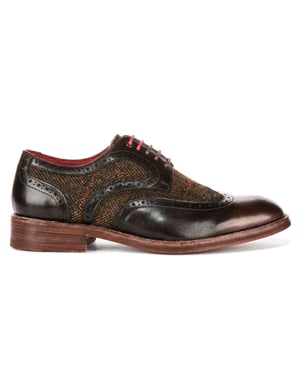 Justin Reess bruine leren tweed brogue schoenen voor mannen - Arlo