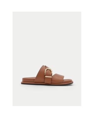 Montevita platte sandalen Politre Camel